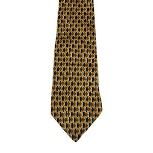 Geoffrey Beene Mens Silk Tie Quiet Luxury Old Money Formal Career Gold Blue Luxe